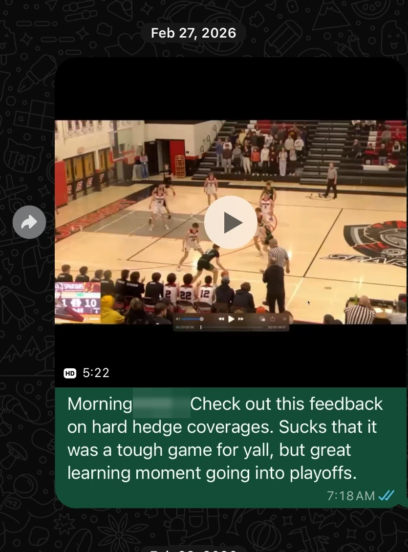 Core3 mentor sending film feedback to an athlete