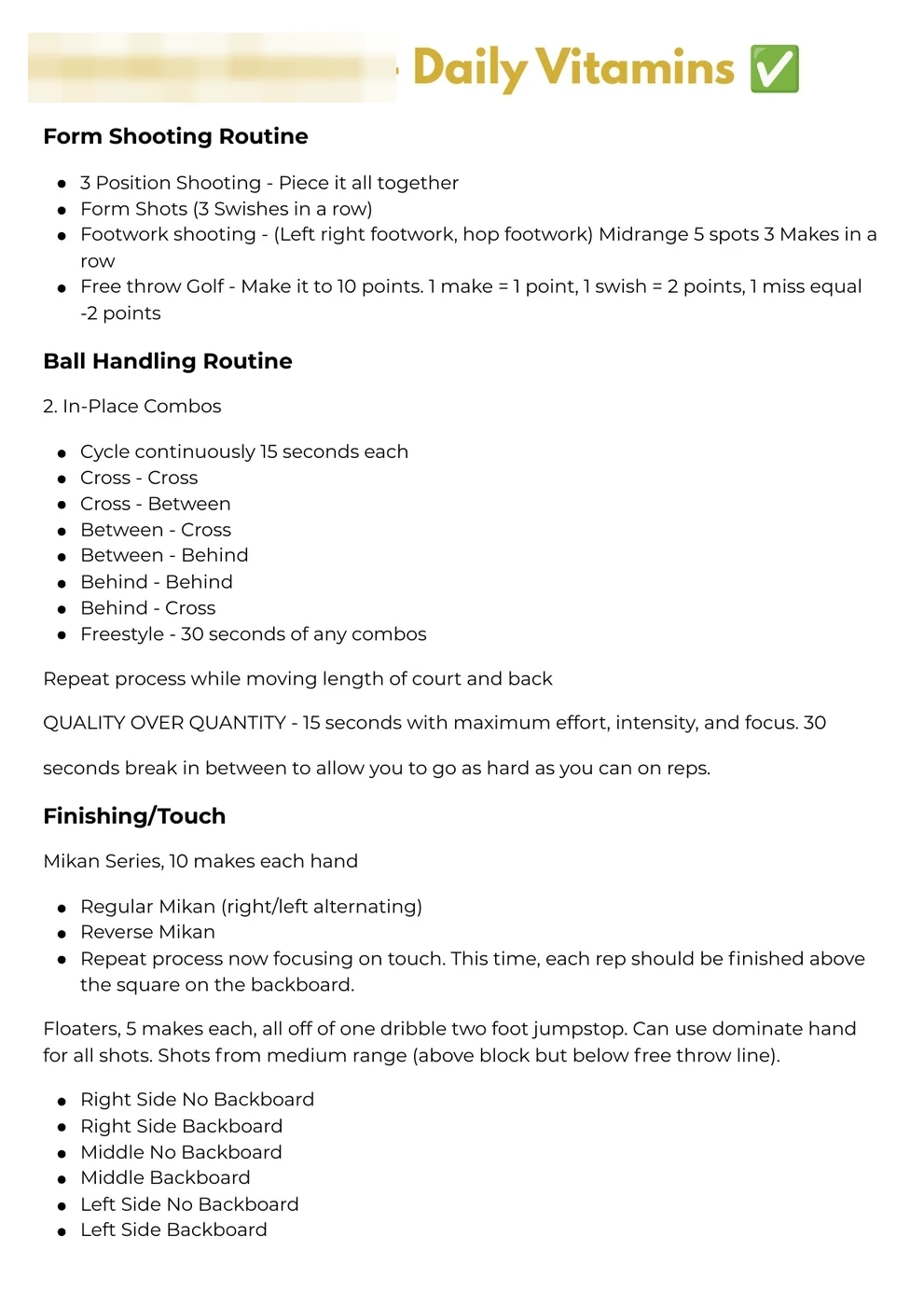 Core3 personalized skill routine example