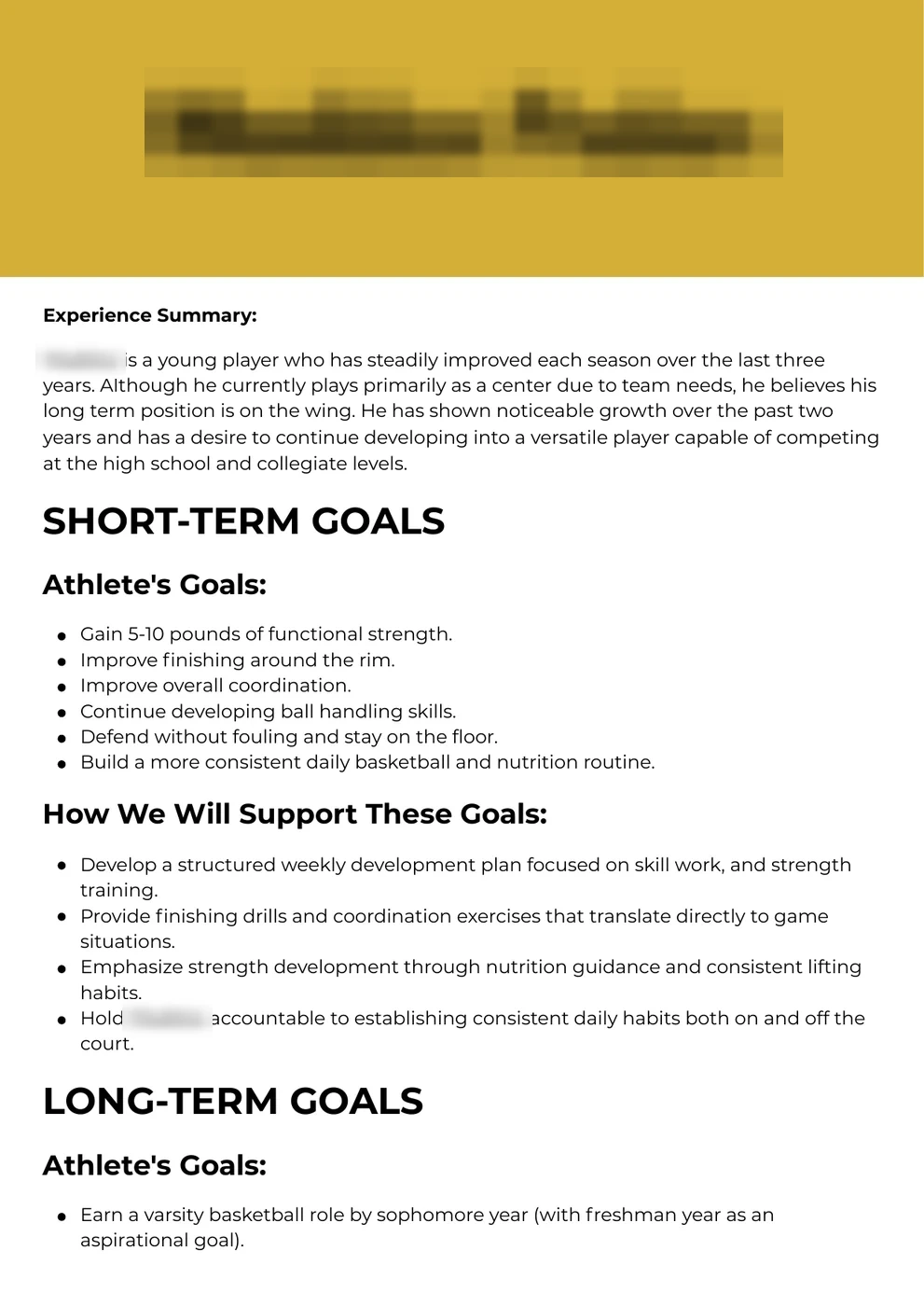 Core3 player evaluation example